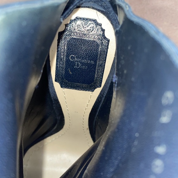 Christian Dior Navy lace up peep toe boots size 38 (7.5) - Picture 10 of 10